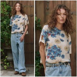 THE GREAT. Elegant Feminine Flattering Floral Timeless Mandolin Top Sz 3/L NWOT